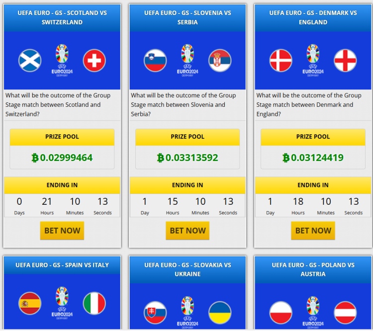 Betting Euro 2024 with Bitcoin btc